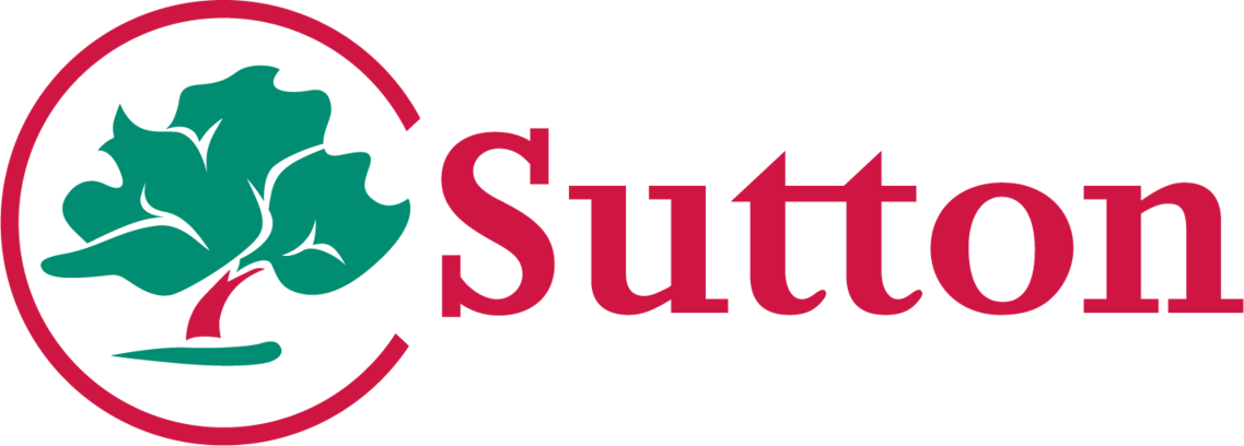 Sutton Council logo including a picture of a tree and Sutton Council in red text